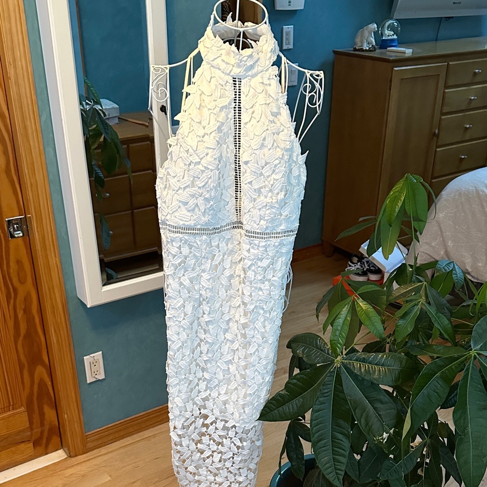 Bardot White Floral Backless Dress